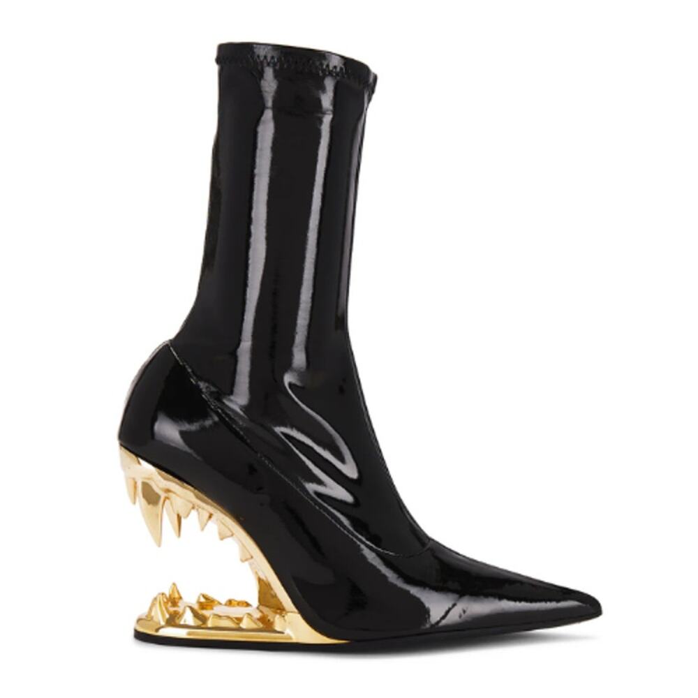 GCDS Morso Vinyl Ankle Boots in Black NWOT Size 36 (sold out on Revolve) - Picture 2 of 4